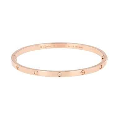Bracciale Cartier Love 6 diamanti, modello piccolo, in oro rosa e diamanti