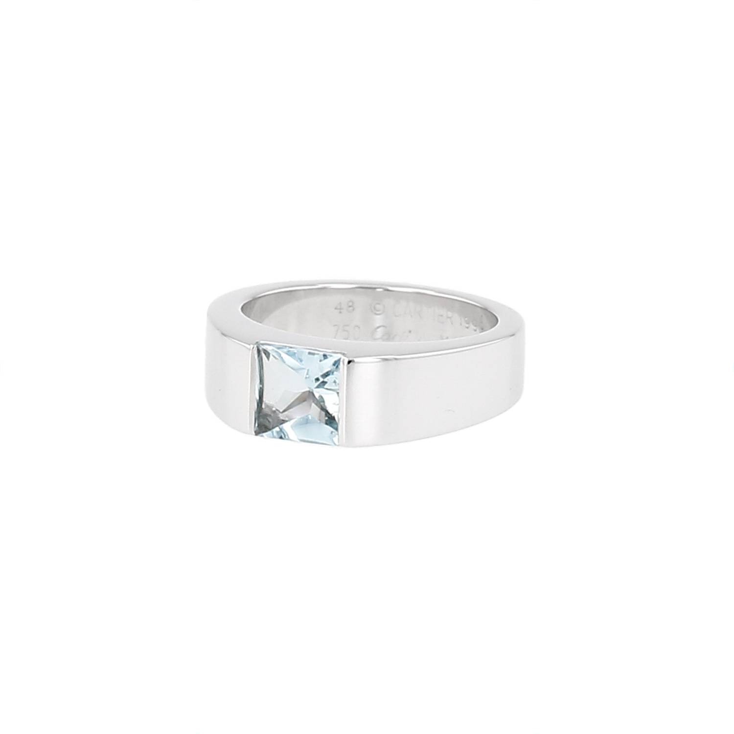 Bague Cartier Tank or blanc aigue-marine occasion Bague Cartier Tank or blanc aigue-marine occasion