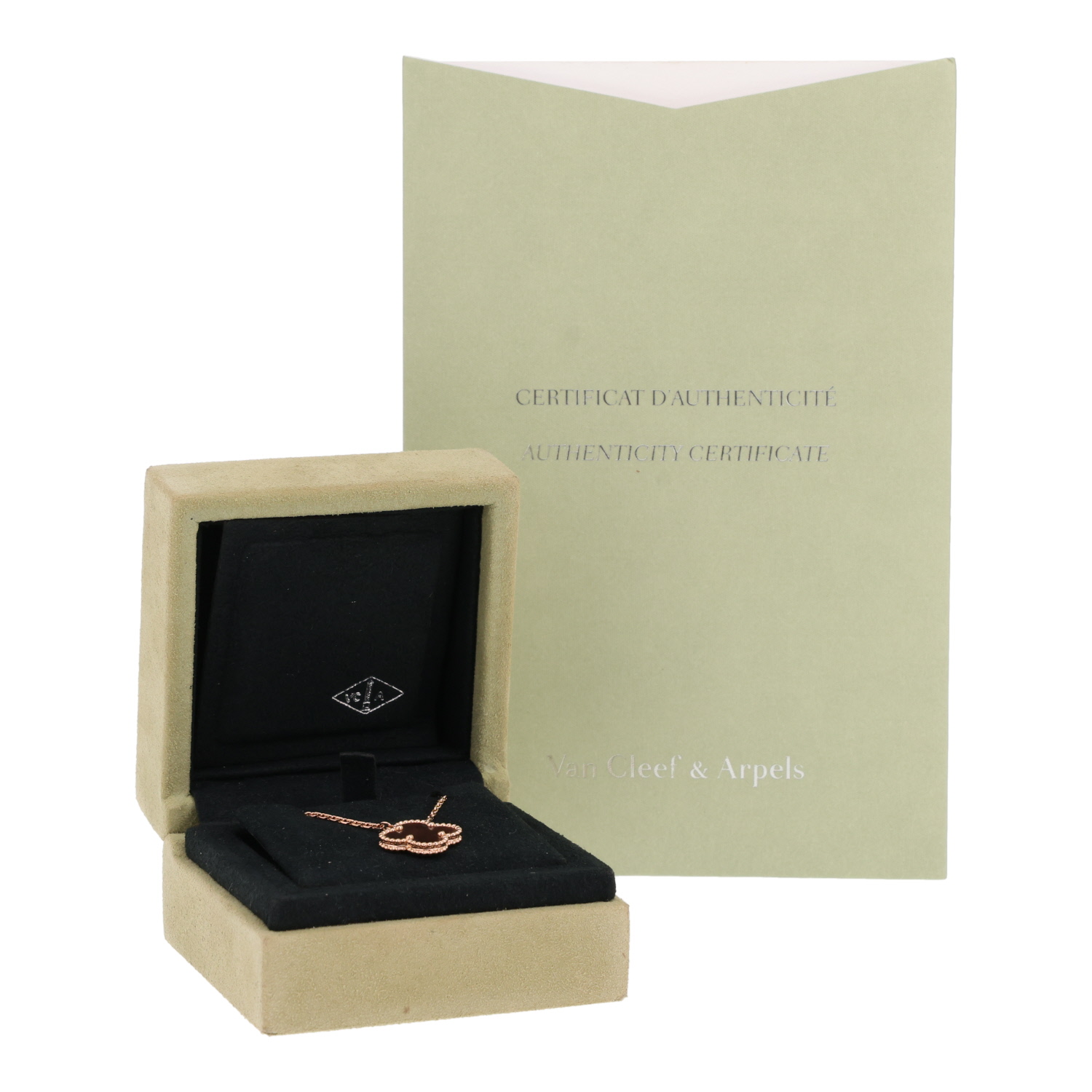 Pendentif Van Cleef & Arpels Vintage Alhambra en or rose et nacre grise - Detail D2