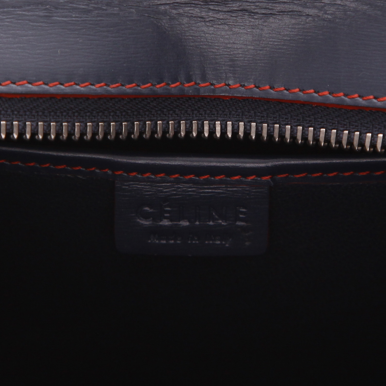 Borsa Celine Luggage Nano in pelle blu navy - Detail D2