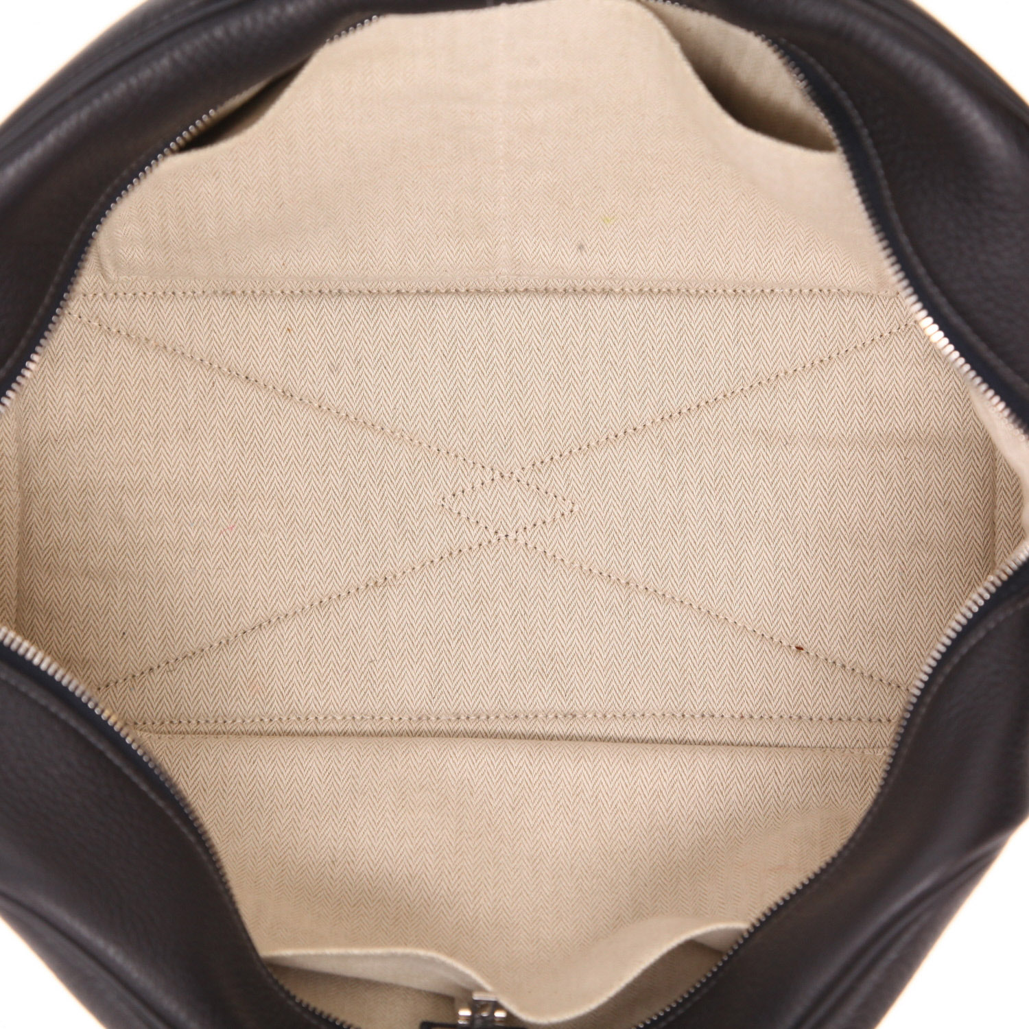 Bolso de mano Hermès  Victoria en cuero togo azul oscuro - Detail D3