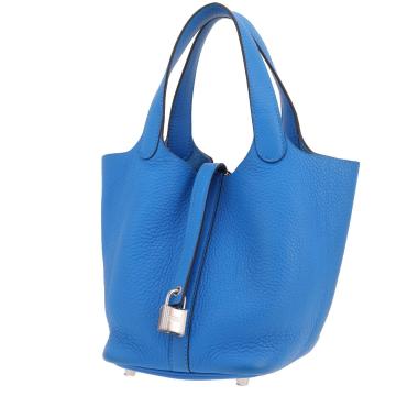 Bolso de mano Hermès  Picotin 18 cm en cuero togo azul