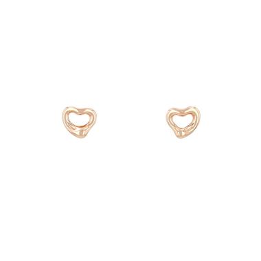 Paire de boucles d'oreilles Tiffany Co Open Heart petit modèle en or rose