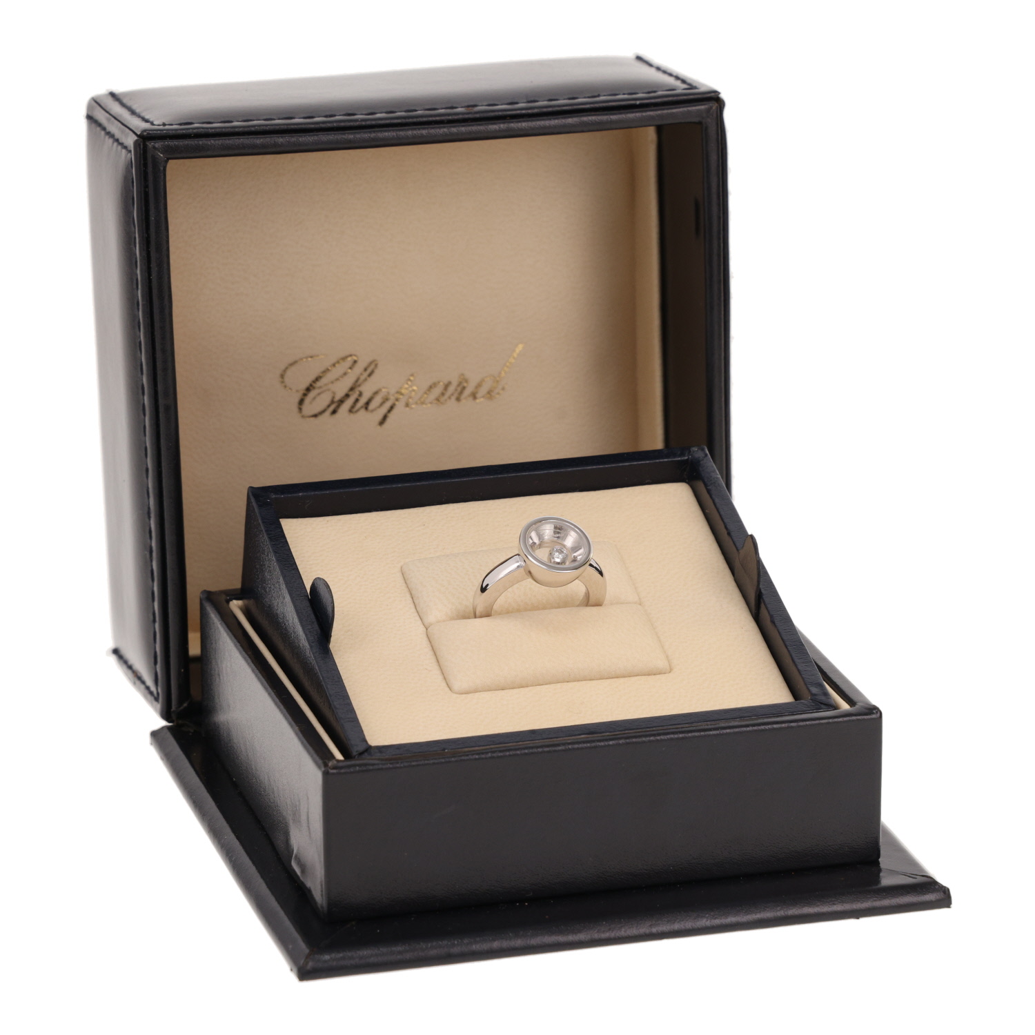Anillo Chopard Happy Diamonds de oro blanco y diamantes - Detail D2