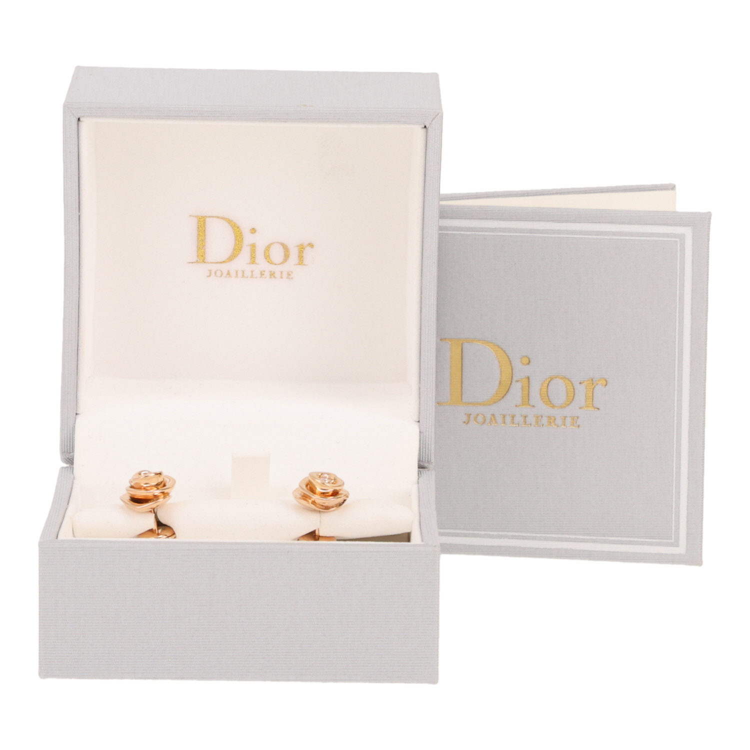 Dior Rose Dior Couture small model earrings in pink gold and diamonds - Detail D2
