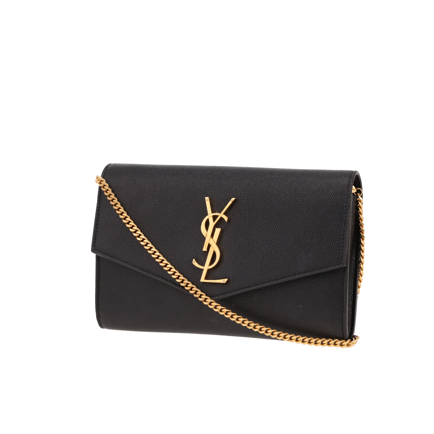 Borsa a tracolla Saint Laurent Uptown in pelle martellata nera - Detail D4