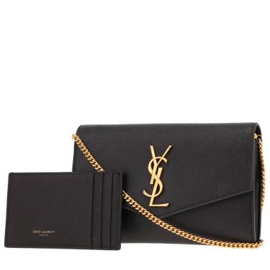 Borsa a tracolla Saint Laurent Uptown in pelle martellata nera