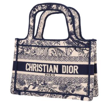 Sac à main Dior  Book Tote mini  en toile bleue et blanche