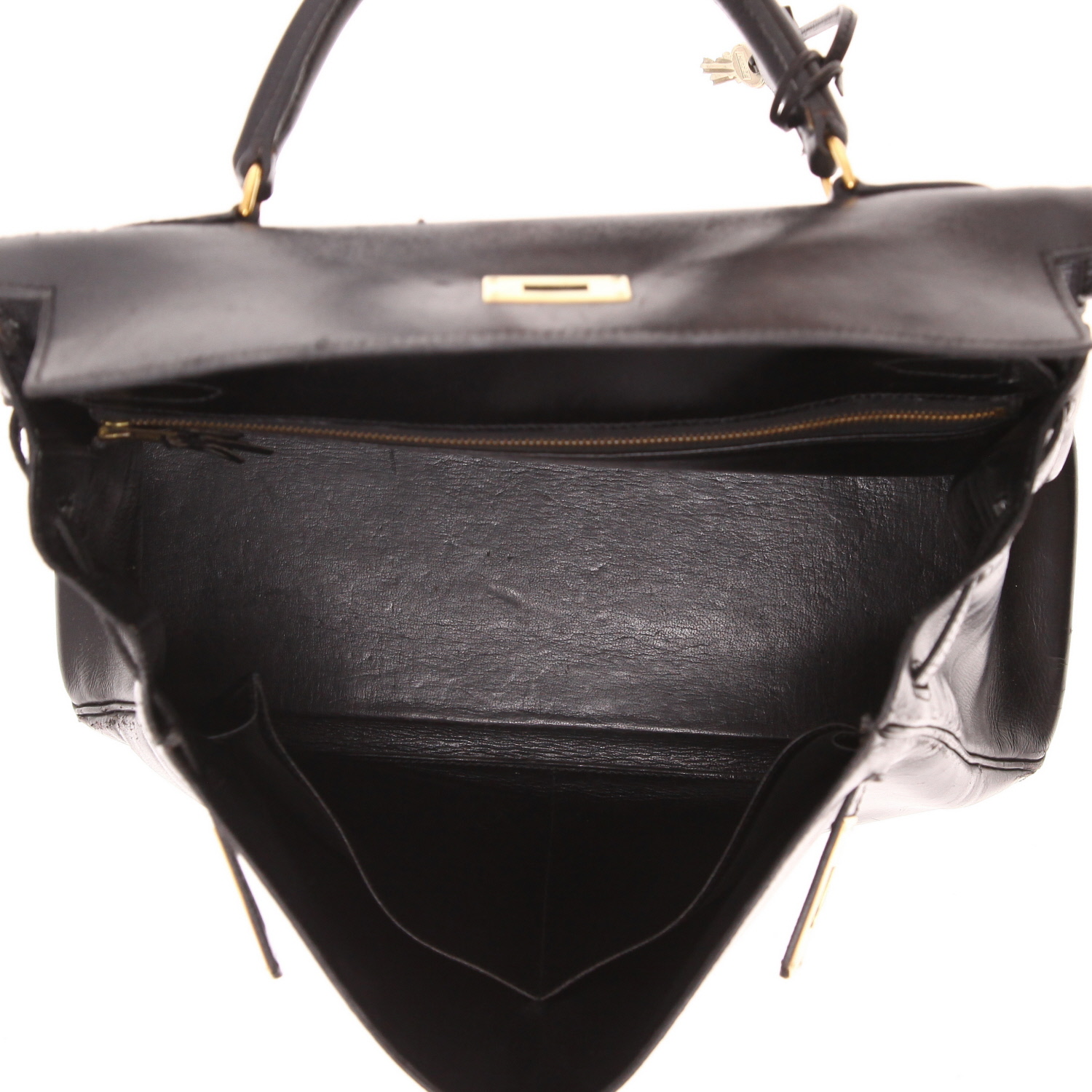 Bolso Hermès Kelly de 32 cm en piel negra tipo «box» - Detail D3