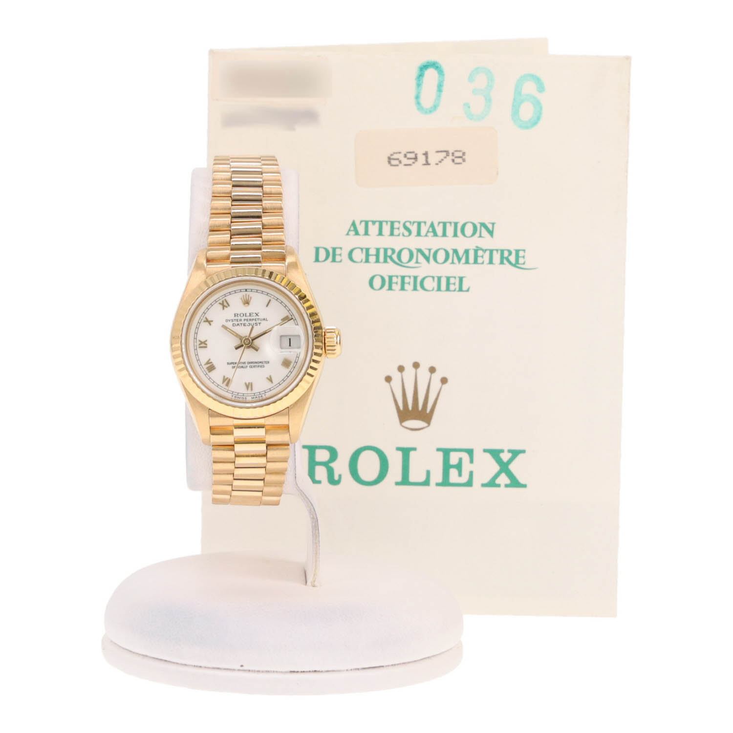Montre Rolex Datejust Lady en or jaune Ref: Rolex - 69178  Vers 1991