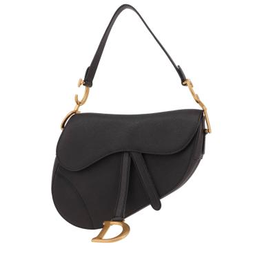 Borsa Dior Saddle in pelle martellata nera