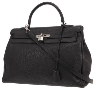 Borsa Hermès Kelly 35 cm in pelle di vitello Clémence nera