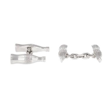 Paire de boutons de manchette Vintage  en argent