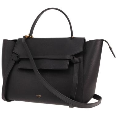 Borsa Celine Belt Mini in pelle martellata nera