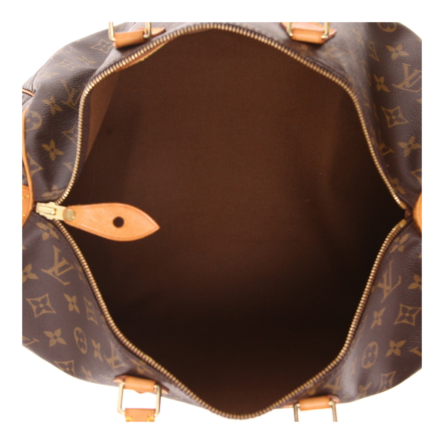 Louis Vuitton Speedy 40 handbag in coated Monogram canvas and natural leather - Detail D3