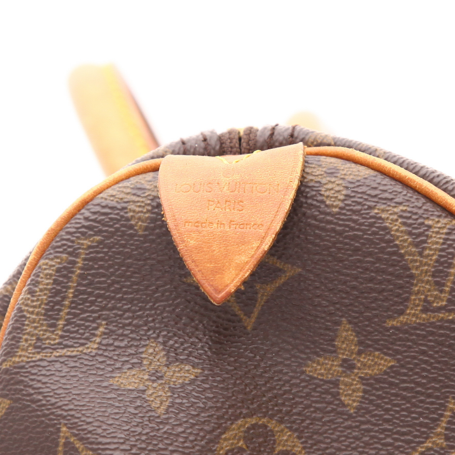 Louis Vuitton Speedy 30 handbag in brown Monogram canvas and natural leather - Detail D2