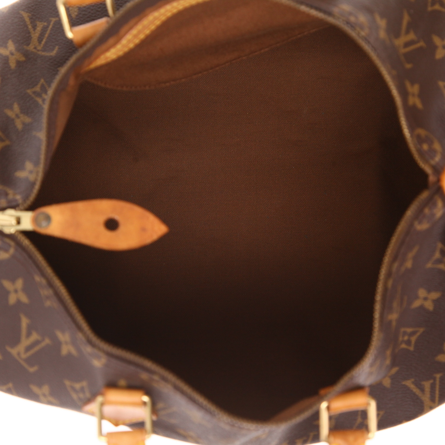 Sac à main Louis Vuitton  Speedy 35 en toile monogram marron et cuir naturel - Detail D3