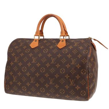 Bolso Louis Vuitton Speedy 35 de lona Monogram marrón y piel natural