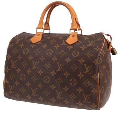 Sac à main Louis Vuitton  Speedy 30 en toile monogram marron et cuir naturel