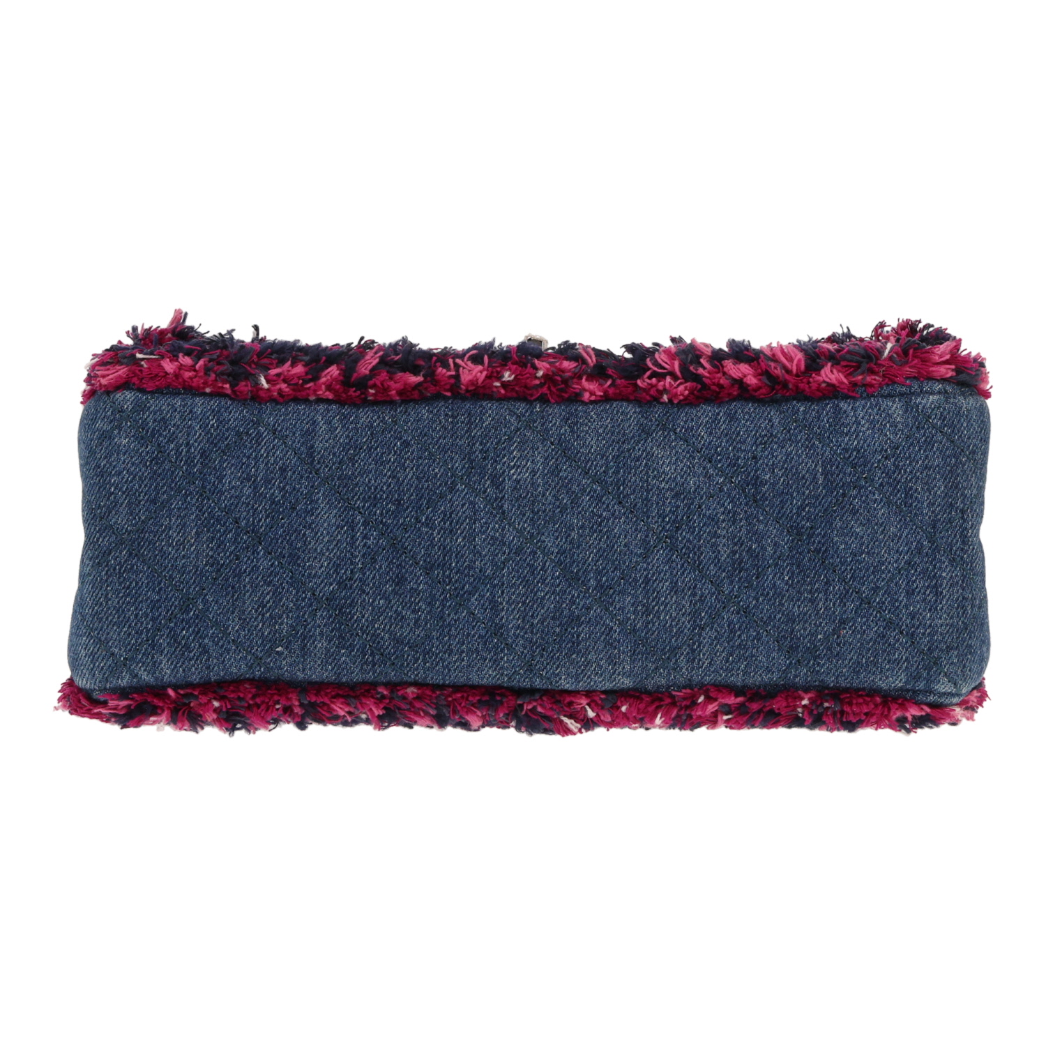 Borsa Chanel 2.55 in tela di denim blu e tweed rosa - Detail D1