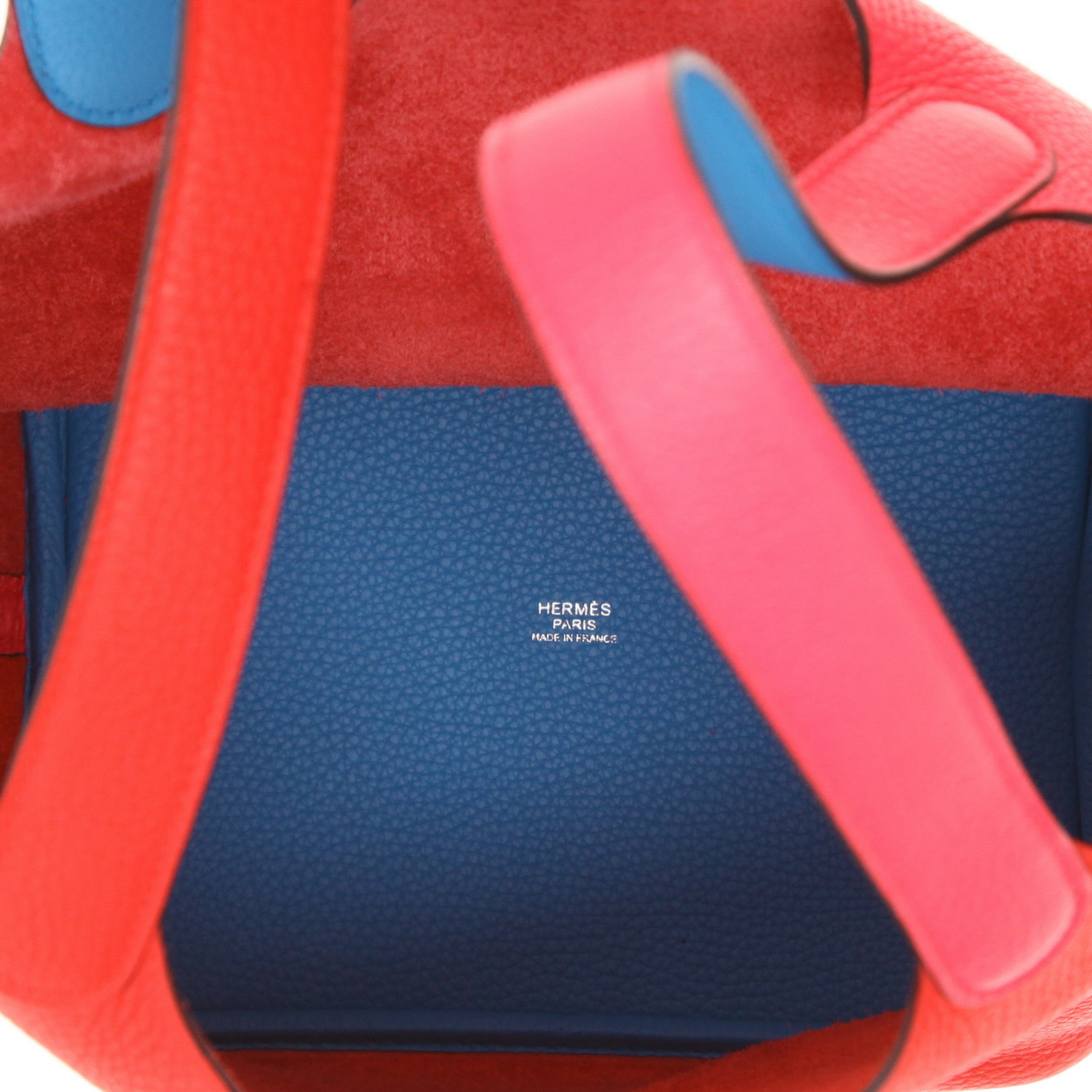 Bolso Hermès Picotin de 22 cm, modelo «Casaque», de piel de ternero «Clémence», en los colores «Rose Extrême» y «Rouge de Coeur» - Detail D3