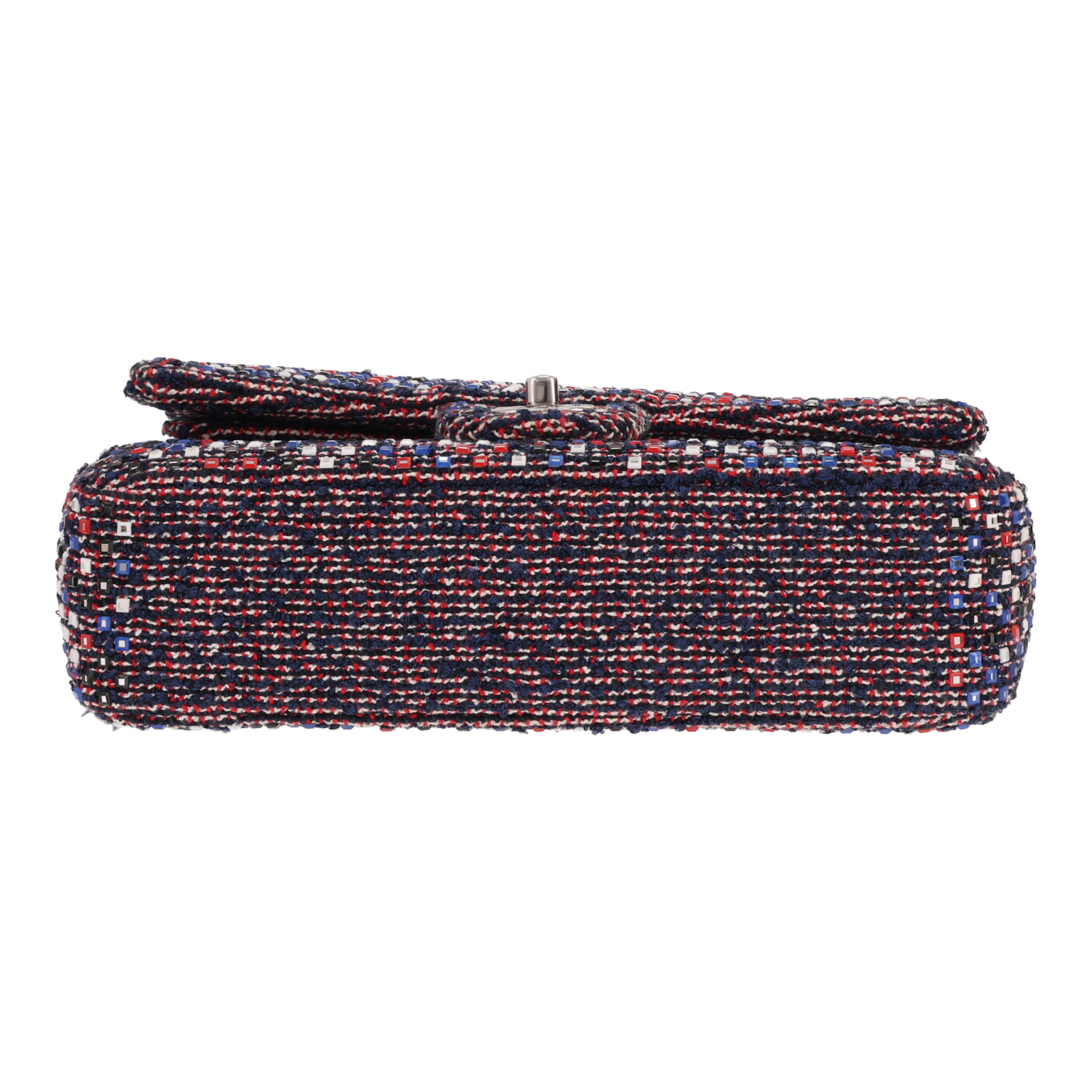 Chanel Timeless Classic handbag in blue and red tweed - Detail D1