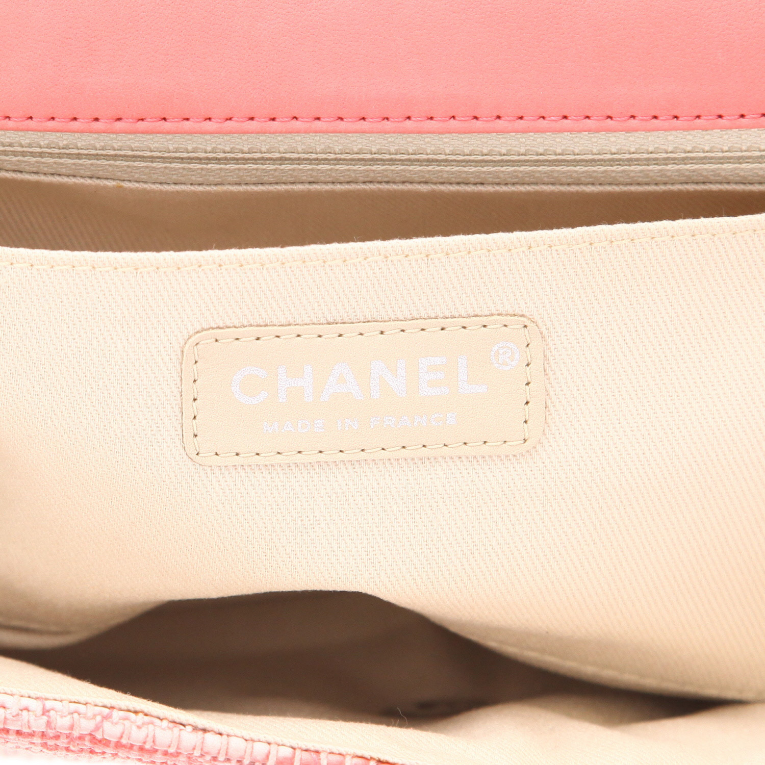 Borsa Chanel Timeless in pelle rosa e tela - Detail D2