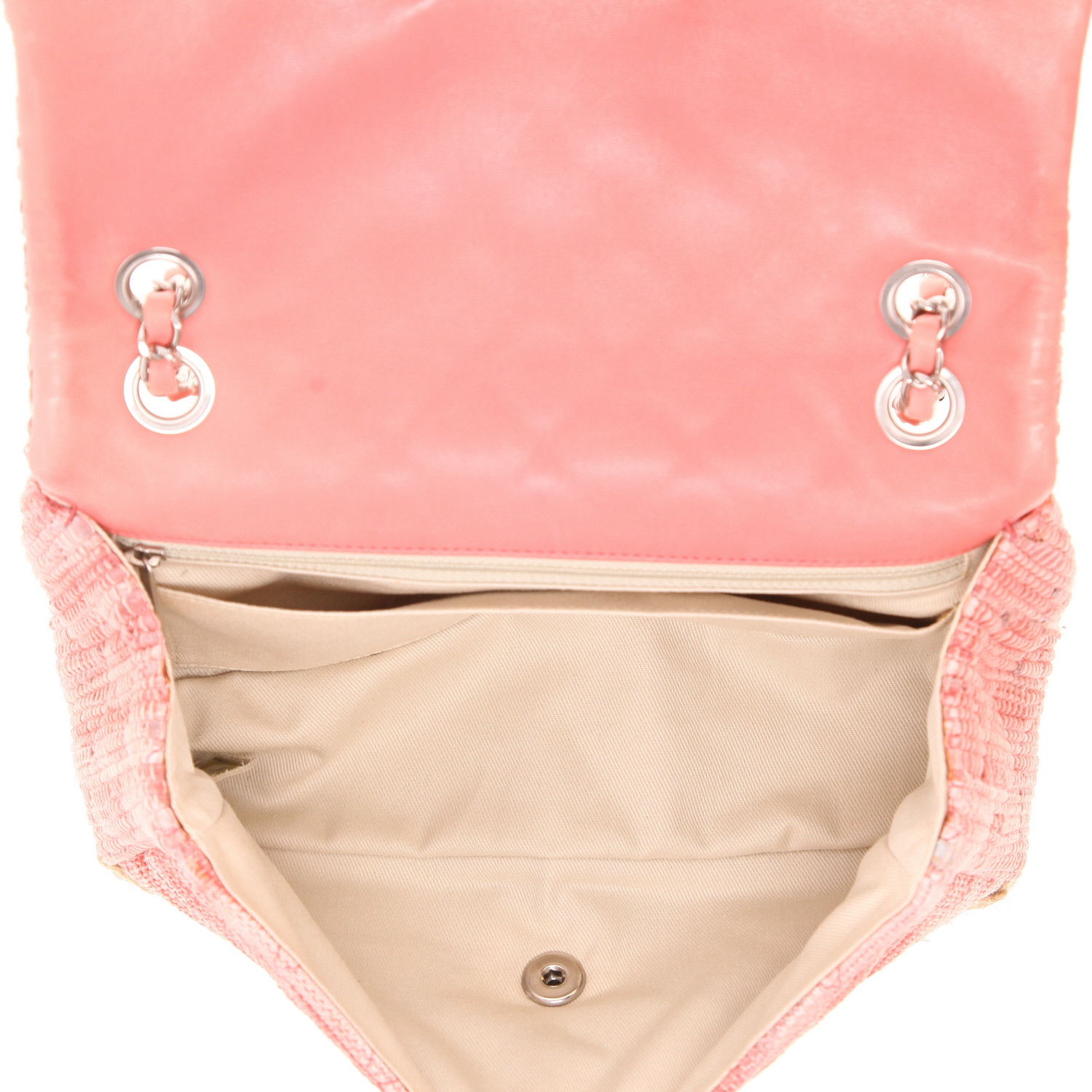 Borsa Chanel Timeless in pelle rosa e tela - Detail D3