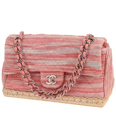 Chanel Timeless handbag in pink leather and canvas