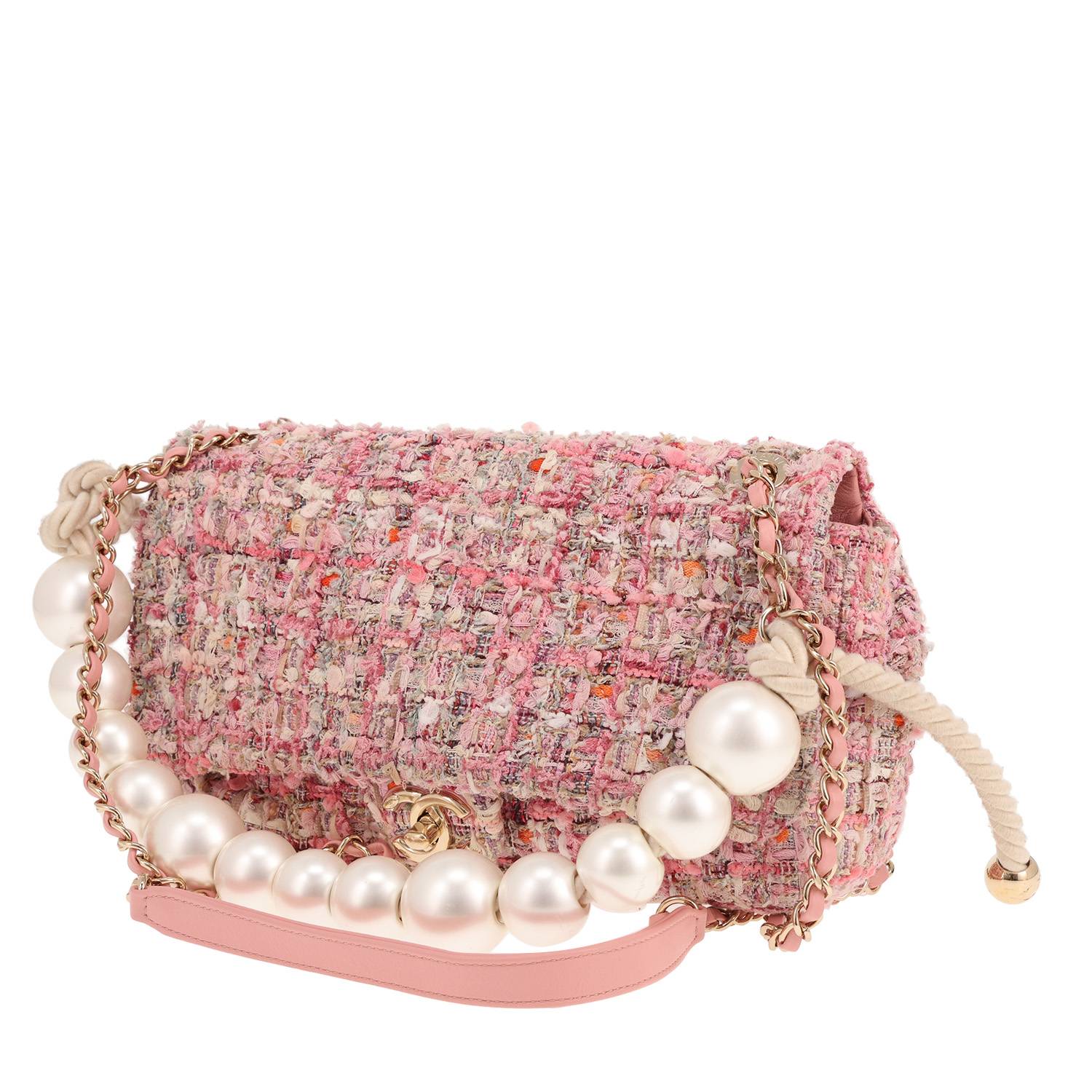 Sac Chanel Timeless Tweed Rose Chaîne Perle Occasion