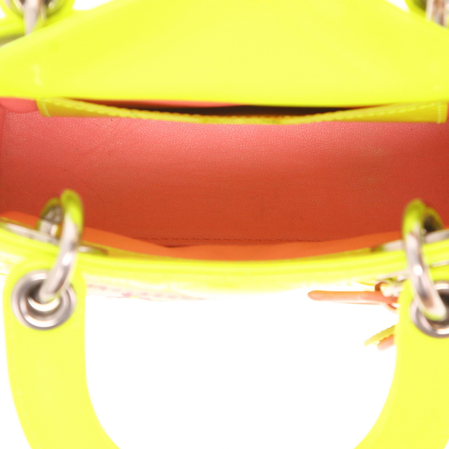 Sac bandoulière Dior  Lady Dior super mini  en cuir cannage jaune - Detail D3