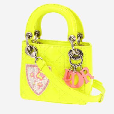 Dior Lady Dior Super Mini shoulder bag in yellow cannage leather