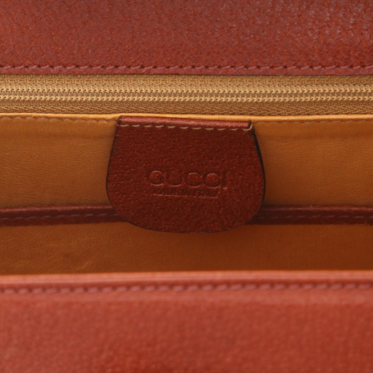 Gucci Bambou handbag in brown grained leather and bamboo - Detail D2