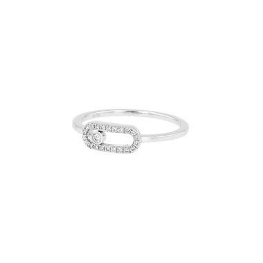 Messika Move Uno ring, small size, in white gold and diamonds
