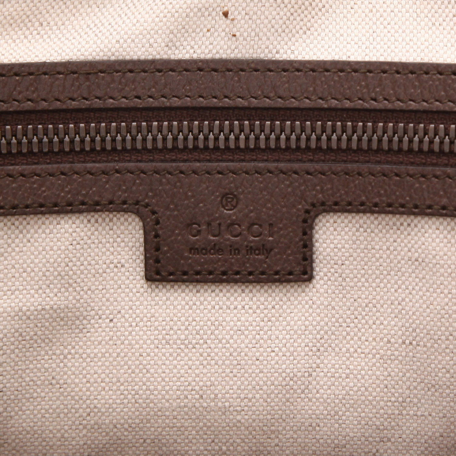 Gucci Ophidia tote bag in beige GG Supreme canvas and brown leather - Detail D2