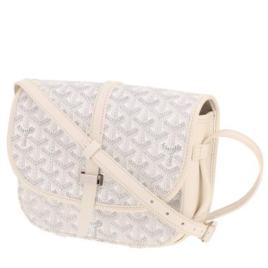Goyard Belvedère shoulder bag in white Goyardine canvas and white leather