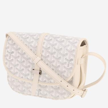 Goyard Belvedère shoulder bag in white Goyardine canvas and white leather