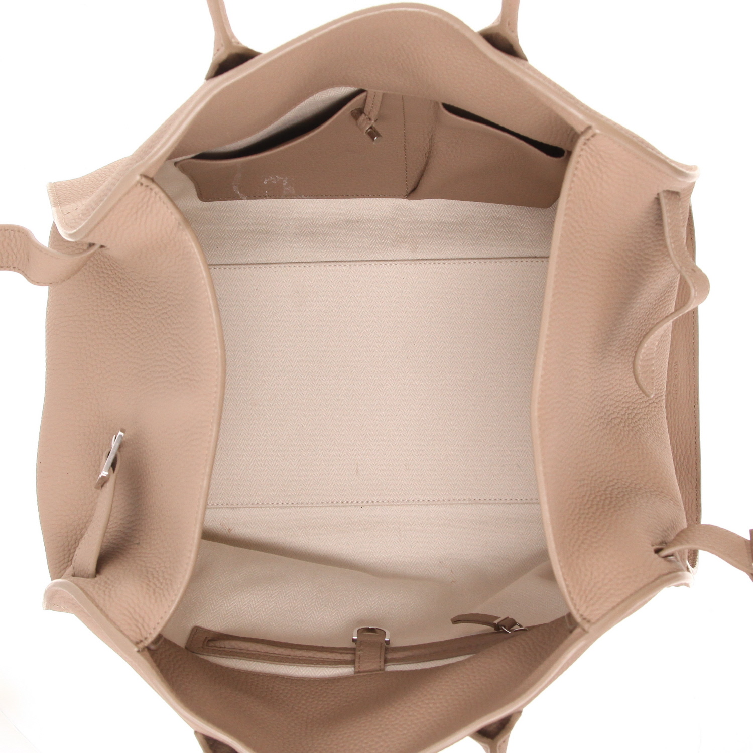 Bolso de mano The Row Soft Margaux 15 de piel granulada beige - Detail D3