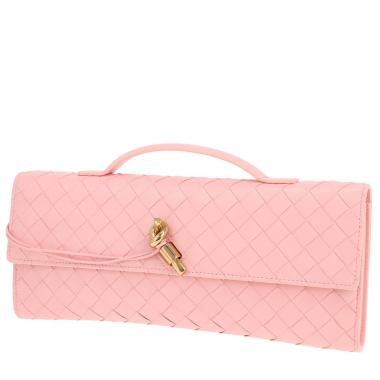 Pochette Bottega Veneta «Andiamo» in pelle intrecciata rosa