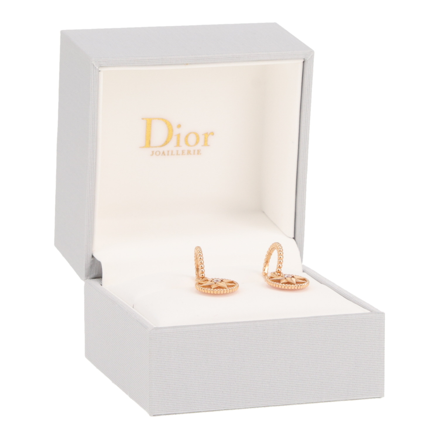 Paire de boucles d'oreilles Dior Rose des vents en or rose, opale rose et diamants - Detail D2