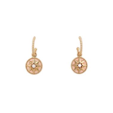 Paire de boucles d'oreilles Dior Rose des vents en or rose, opale rose et diamants