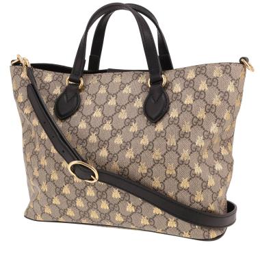 Bolso de mano de Gucci   de lona GG Supreme beige y piel negra