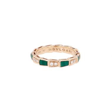 Anello Bulgari Serpenti Viper in oro rosa, malachite e diamanti