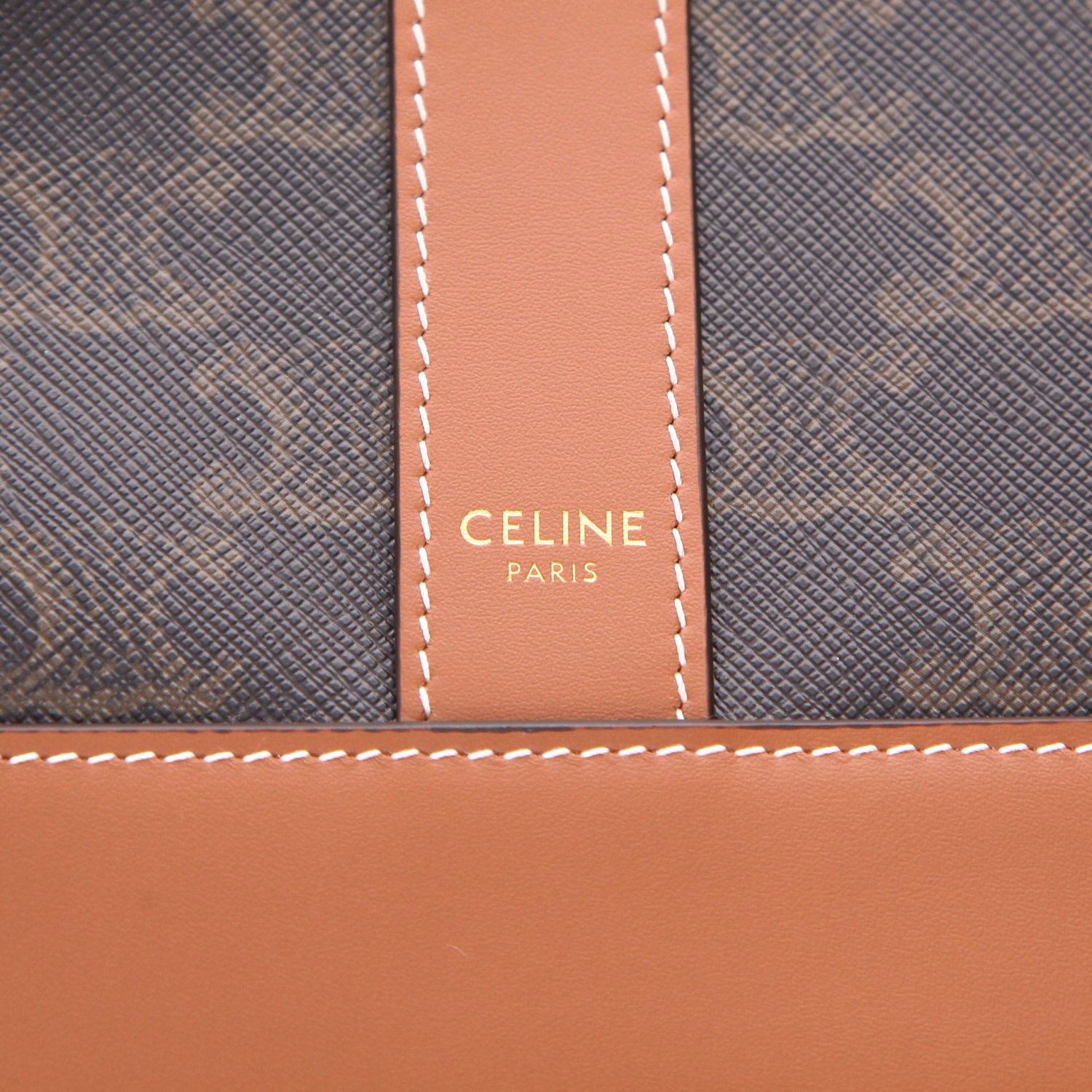 Celine  Seau medium model  shoulder bag  monogram canvas  and brown leather - Detail D2