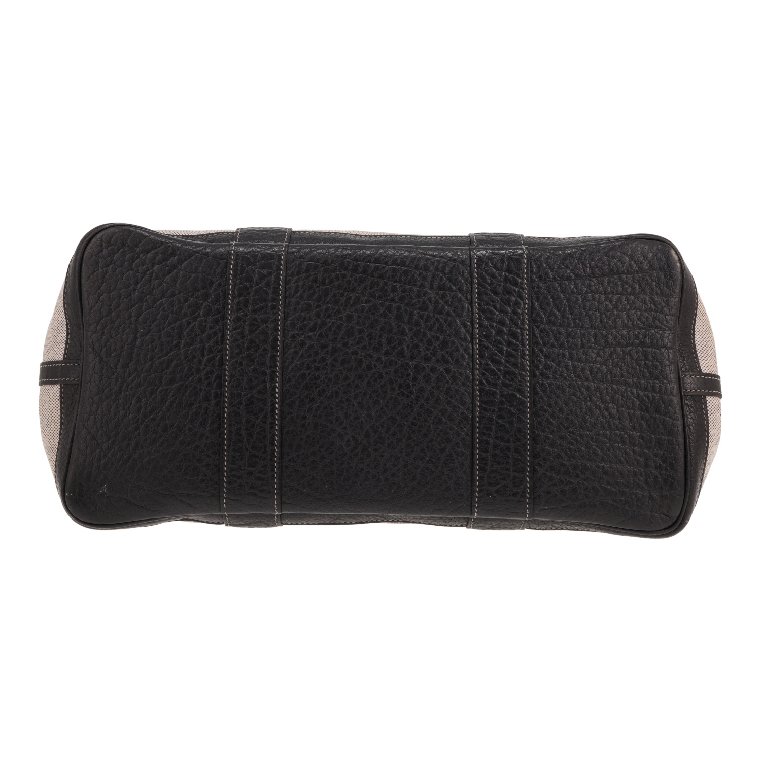 Hermès Garden Party handbag, 36 cm, in black leather and beige canvas - Detail D1