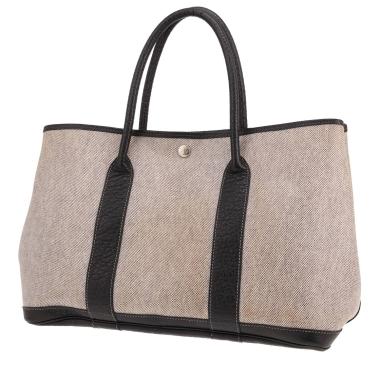 Bolso Hermès «Garden Party» de 36 cm, en piel negra y lona beige