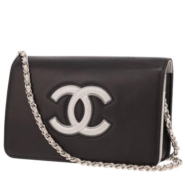 Borsa a tracolla Chanel «Wallet on Chain» in pelle nera e argento