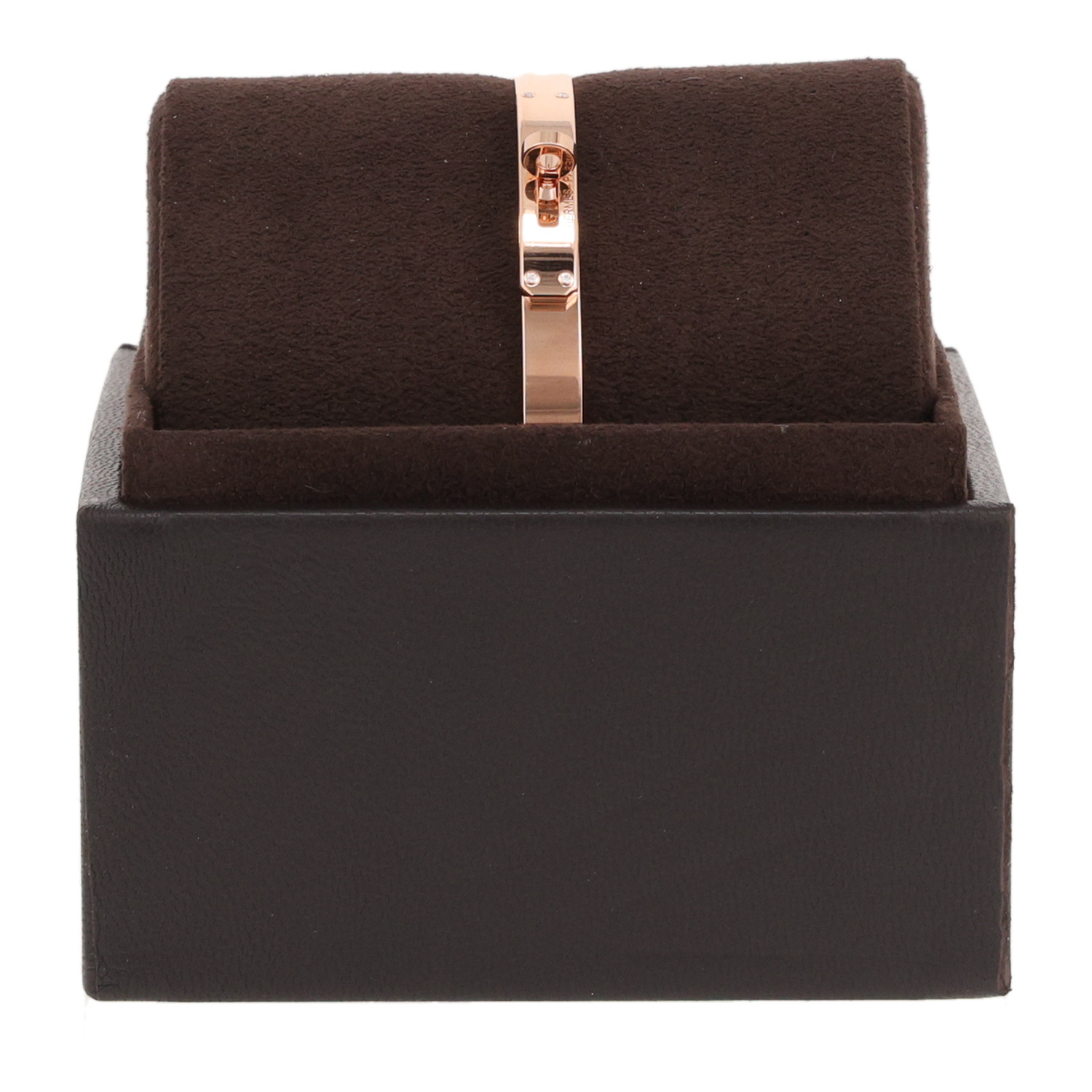 Bracelet jonc Hermès Kelly petit modèle en or rose et diamants