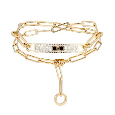 Bracciale doppio Hermès Kelly Chaîne modello piccolo in oro giallo e diamanti