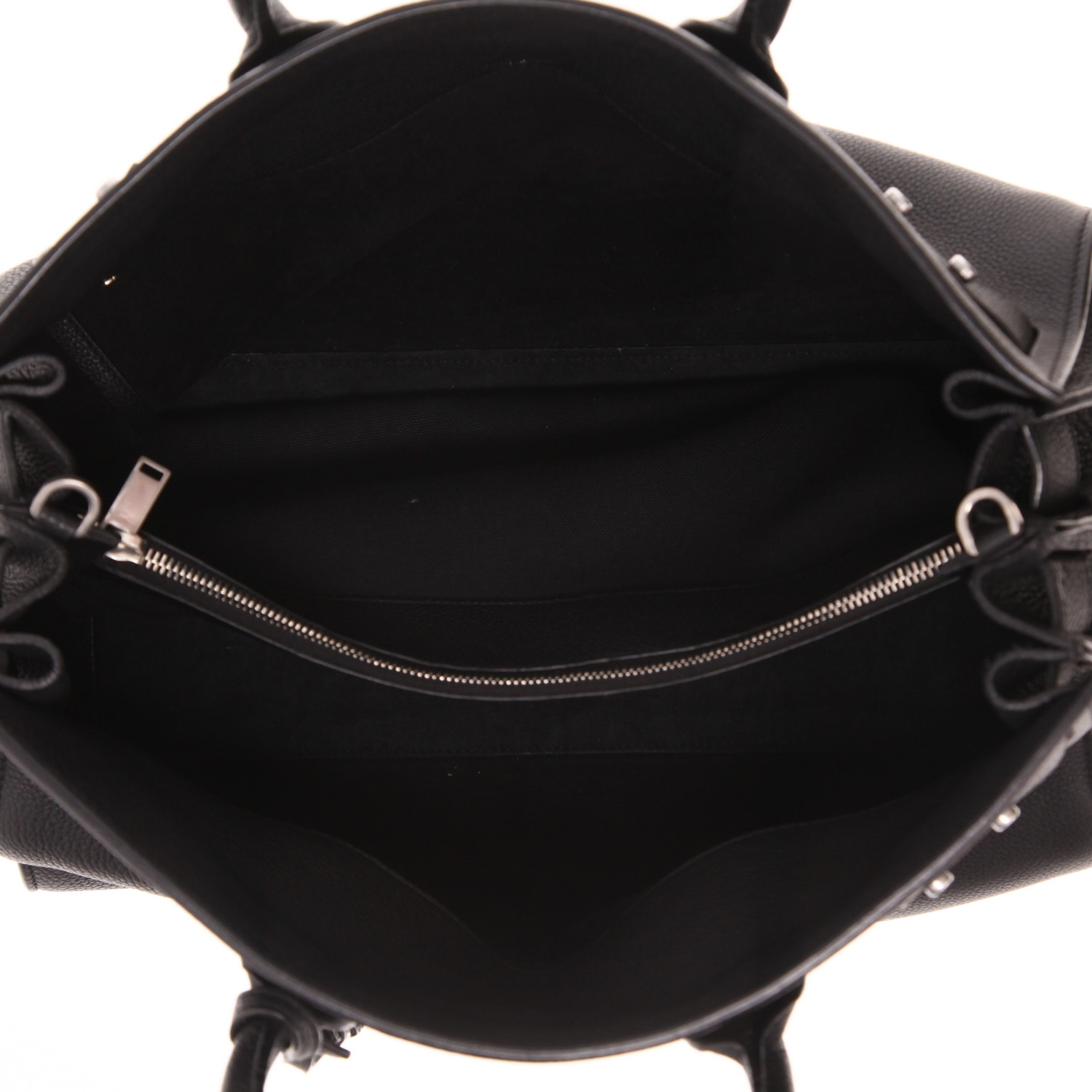 Sac à main Saint Laurent  Sac de jour moyen modèle  en cuir grainé noir - Detail D3